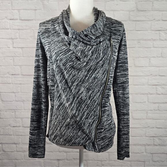 M Hollister Grey Side Zip Cardigan Sweater Jacket Women's Size M Moto Black - Picture 2 of 11